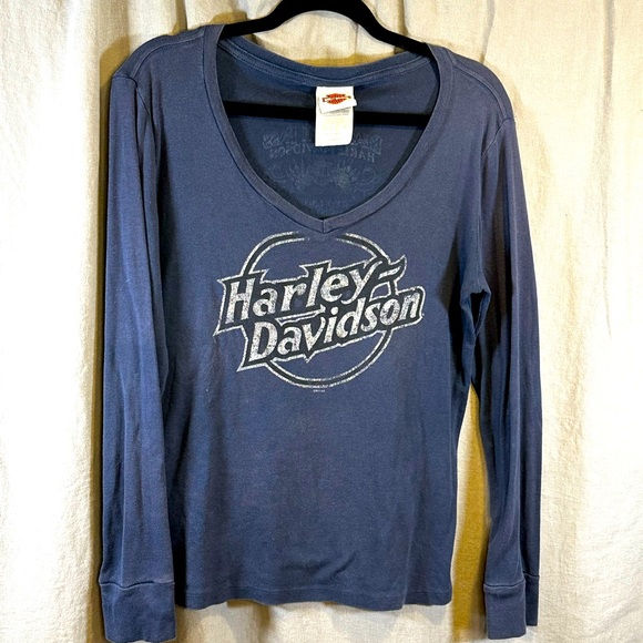 XL Harley Long Sleeve V Neck Tee - Picture 1 of 5